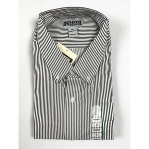 Duluth‎ Trading Co Wrinklefighter Standard Fit Shirt Gray White Striped 2XL NWT